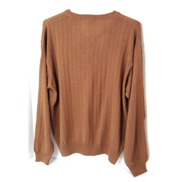Preswick & Moore Merino Wool Sweater Mn 2XL Brown Pullover V-neck Preppy Italy - Picture 8 of 12